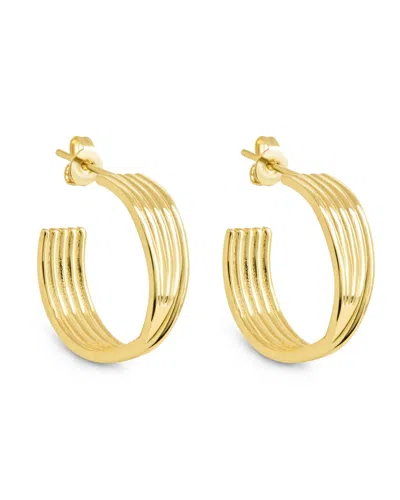 Sterling Forever Katya Textured Hoop Earrings In Gold