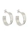 Sterling Forever Katya Textured Hoop Earrings In Gray