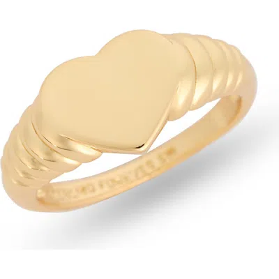 Sterling Forever Kayla Heart Shaped Signet Ring In Gold