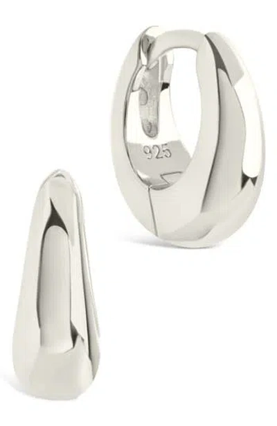 Sterling Forever Keegan Chunky Micro Hoop Earrings In Silver