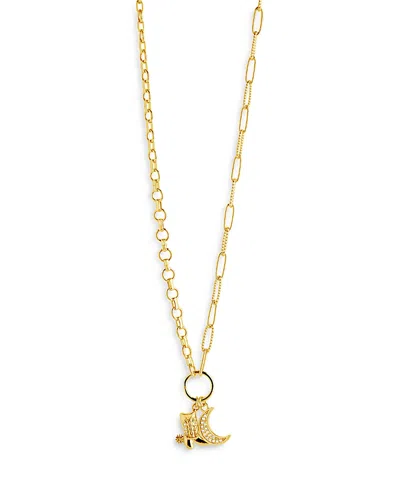 STERLING FOREVER KELSEA BOOT & MOON PENDANT NECKLACE, 16