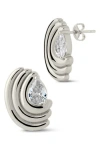Sterling Forever Kouign Amann Cubic Zirconia Stud Earrings In Metallic