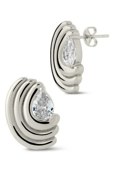Sterling Forever Kouign Amann Cubic Zirconia Stud Earrings In Metallic