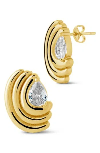 Sterling Forever Kouign Amann Cubic Zirconia Stud Earrings In Gold