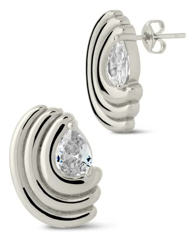 Sterling Forever Kouign Amann Cz Stud Earrings In Silver