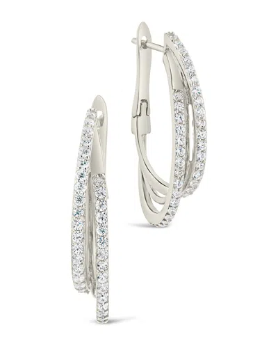 Sterling Forever Kyle Cz Hoop Earrings In Silver