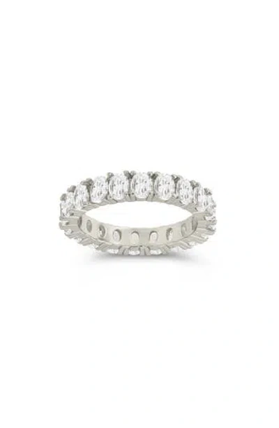 Sterling Forever Kylie Oval Cubic Zirconia Eternity Ring In Silver