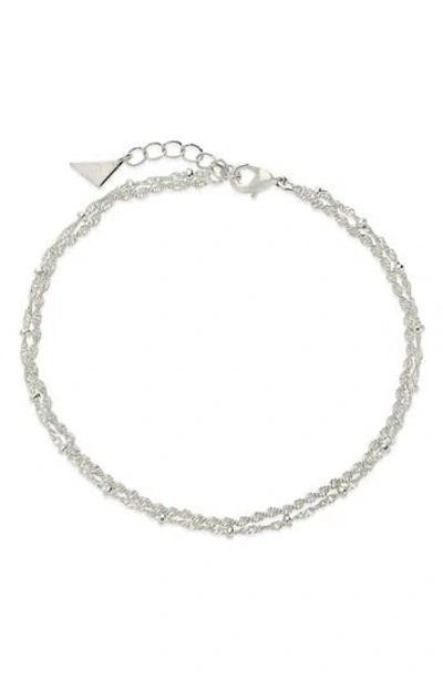 Sterling Forever Kyra Layered Chain Anklet In Silver