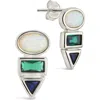 Sterling Forever Lana Opal & Cubic Zirconia Stud Earrings In Silver