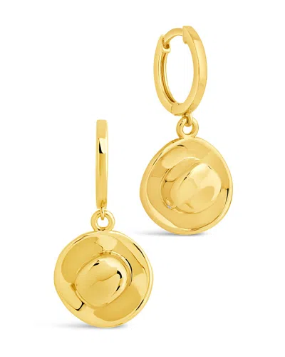 Sterling Forever Laney Cz Cowboy Hat Micro Hoop Earrings In Gold
