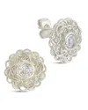 Sterling Forever Cubic Zirconia Lanira Stud Earrings In Silver