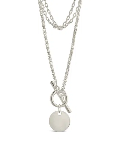 Sterling Forever Larisa Layered Chain Toggle Necklace In Silver