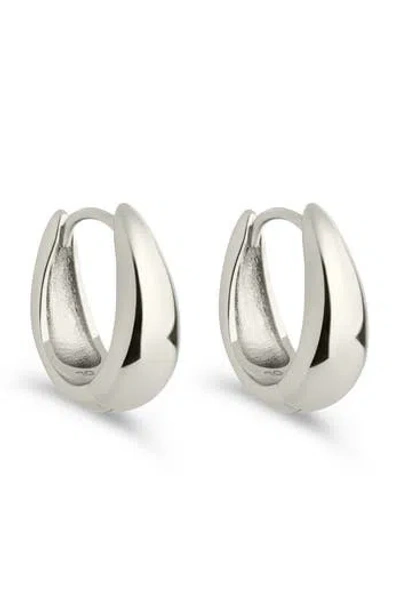 Sterling Forever Lavina Polished Huggie Hoop Earrings In Silver