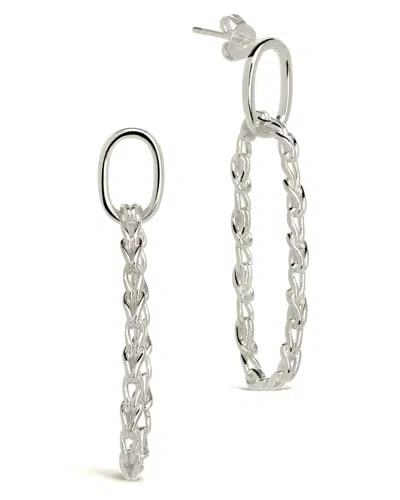 Sterling Forever Layney Interlocking Chain Drop Earrings In Silver