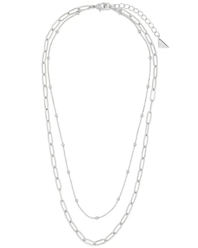 Sterling Forever Leah Paperclip Layered Chain Necklace