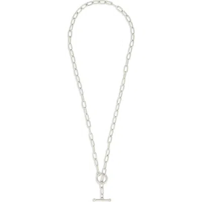 Sterling Forever Ledger Paper Clip Chain Toggle Necklace In Silver