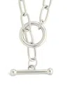 Sterling Forever Ledger Paper Clip Chain Toggle Necklace In Silver