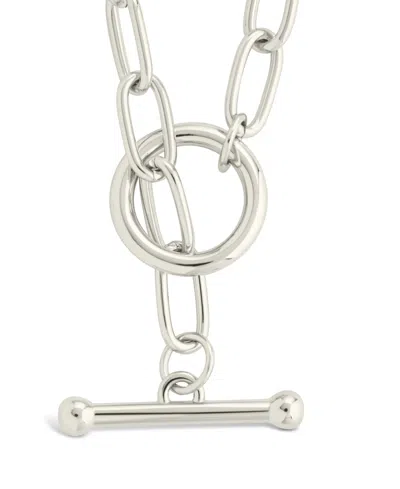 STERLING FOREVER LEDGER PAPERCLIP TOGGLE NECKLACE
