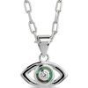 Sterling Forever Leidy Cz & Mother Of Pearl Evil Eye Pendant Necklace In Neutral