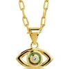 Sterling Forever Leidy Cz & Mother Of Pearl Evil Eye Pendant Necklace In Gold