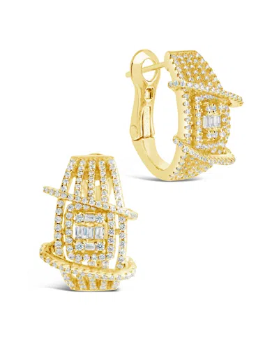 Sterling Forever Leigh Cubic Zirconia Statement Hoop Earrings In Gold