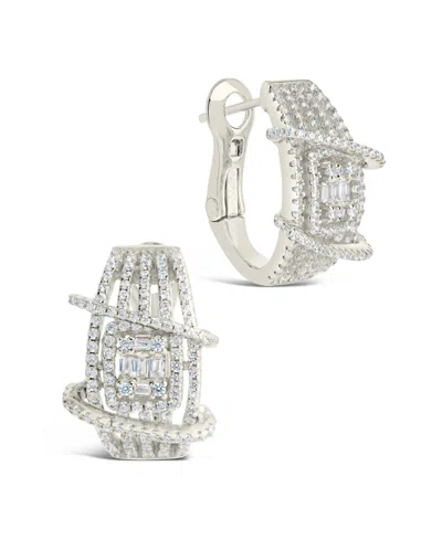 STERLING FOREVER LEIGH CUBIC ZIRCONIA STATEMENT HOOP EARRINGS