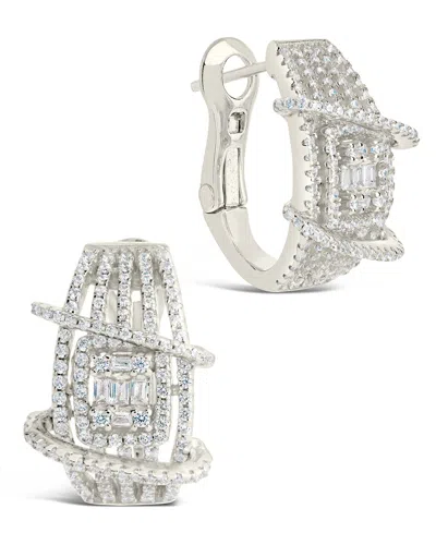 Sterling Forever Leigh Cz Statement Hoop Earrings In Metallic