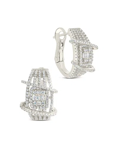 Sterling Forever Leigh Multi Row Hoop Earrings In Silver