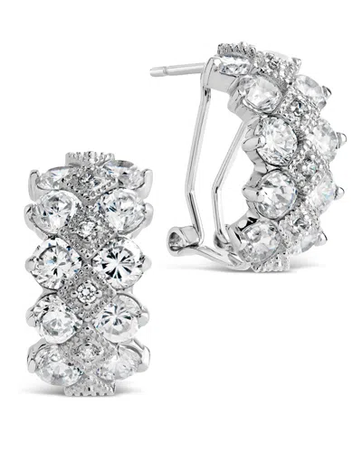 Sterling Forever Lena Cz Hoop Earrings In Silver