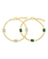 Sterling Forever Lennox Station Cubic Zirconia Chain Bracelet In Gold