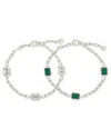 Sterling Forever Lennox Station Cubic Zirconia Chain Bracelet In Metallic