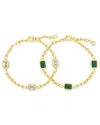Sterling Forever Lennox Station Cubic Zirconia Chain Bracelet In Gold