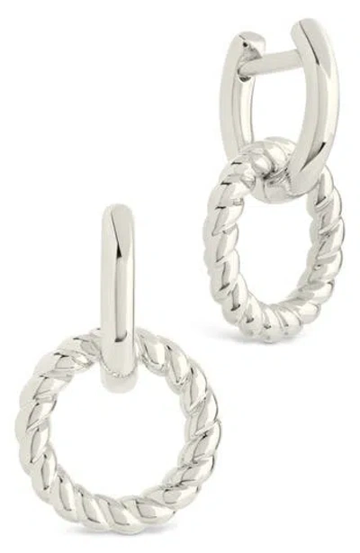 Sterling Forever Levissa Circle Drop Huggie Hoop Earrings