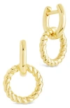 Sterling Forever Levissa Circle Drop Huggie Hoop Earrings In Gold