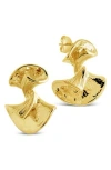 Sterling Forever Libby Textured Fan Stud Earrings In Gold