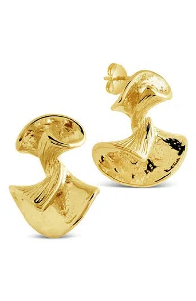 Sterling Forever Libby Textured Fan Stud Earrings In Gold