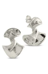 Sterling Forever Libby Textured Fan Stud Earrings In Silver