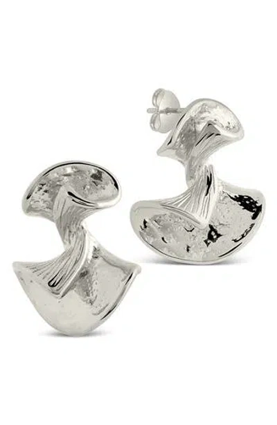 Sterling Forever Libby Textured Fan Stud Earrings In Metallic