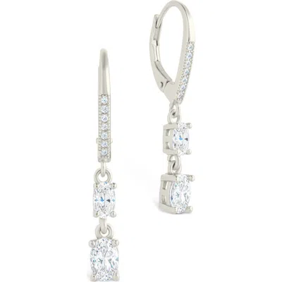 Sterling Forever Liesel Cubic Zirconia Drop Lever Back Earrings In Gray