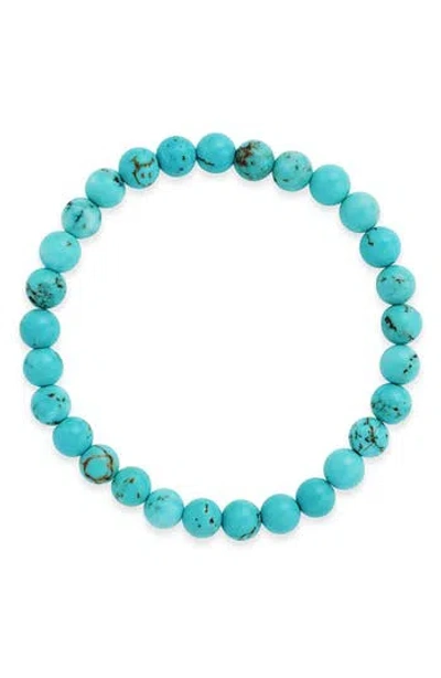 Sterling Forever Light Turquoise Beaded Stretch Bracelet In Blue