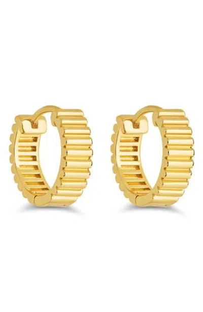 Sterling Forever Lila Ribbed Huggie Hoop Earrings In Gold