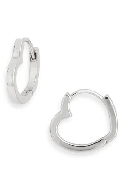 Sterling Forever Liliana Elegant Heart Shaped Huggie Hoop Earrings In Metallic