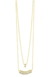 Sterling Forever Lillian Cubic Zirconia Charm Layered Necklace In Gold