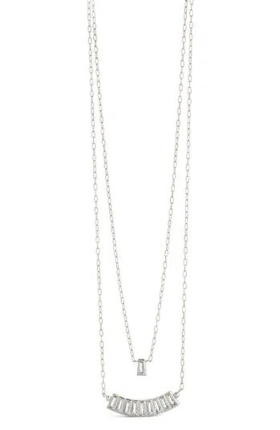 Sterling Forever Lillian Cubic Zirconia Charm Layered Necklace In Silver