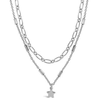 Sterling Forever Linked Star Charm Layered Choker Necklace