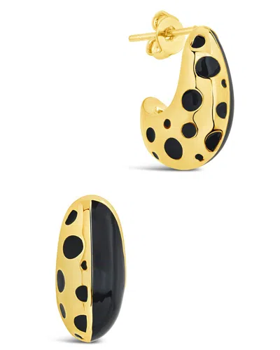 Sterling Forever Lisha Enamel Hoop Earrings In Gold