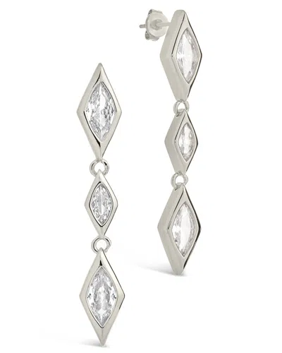 Sterling Forever Lissie Cz Drop Stud Earrings In Silver