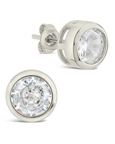 Sterling Forever Liv Cz Circle Stud Earrings In Silver