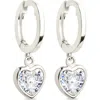 Sterling Forever Lizzy Heart Drop Hoop Earrings In Metallic