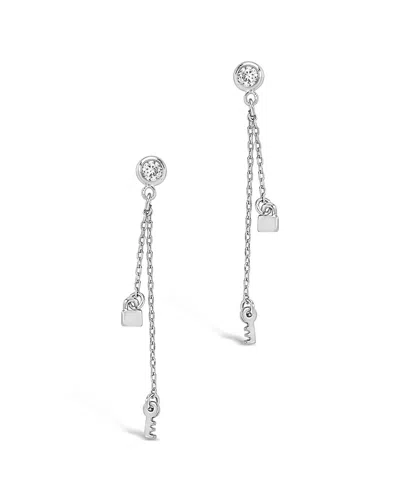 Sterling Forever Lock And Key Dangle Stud Earring In Silver